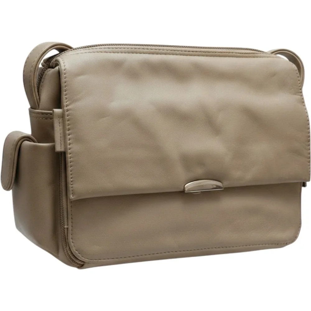 Y2K Worthington Leather Organizer Bag Women Taupe Multi-Pocket NWT Crossbody VTG